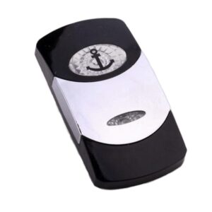 Wippe Contura VI, schwarz, glanzverchromter Einsatz, Welle konvex, ovale und schmale Linse klar, Symbol "Anker"