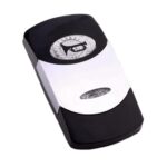 Wippe Contura VI, schwarz, glanzverchromter Einsatz, Welle konvex, ovale und schmale Linse klar, Symbol „Horn“