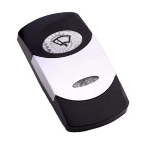 Wippe Contura VI, schwarz, glanzverchromter Einsatz, Welle konvex, ovale und schmale Linse klar, Symbol "Scheibenwischer vorn"