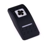 Actuator Contura II, black, square lens and bar lens white, symbol “ventilation fan or blower”