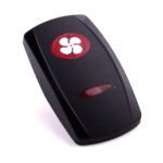 Actuator Contura V, black, oval and bar lens red, symbol “ventilation fan or blower”