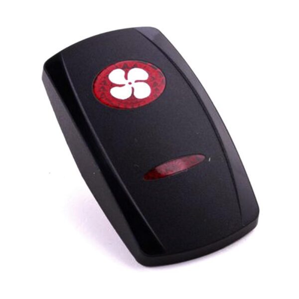 Actuator Contura V, black, oval and bar lens red, symbol "ventilation fan or blower"