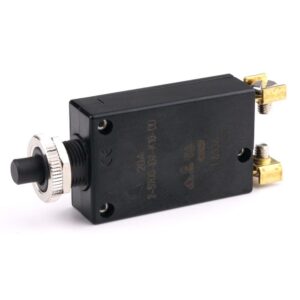 Thermal Circuit Breaker 28VDC/250VAC, 20A, for threadneck panel mounting, push to release/push to reset