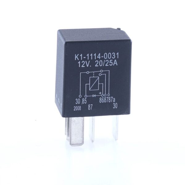 Micro Relay 12V, 20/25A, changeover contact, with diode