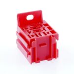 Mini Relay Socket with bracket and extension, 5×6.3mm+4×2.8mm, red (similar to RAL 3020)