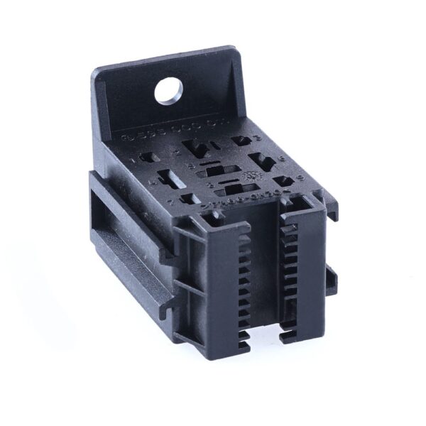Mini Relay Socket with bracket and extension for safety catch, 5x6.3mm + 4x2.8mm