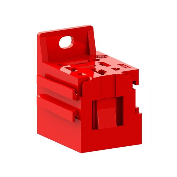 Power Relay Socket with bracket and extension, 2x9.5mm, 3x6.3mm+4x2.8mm, red (similar to RAL 3020)