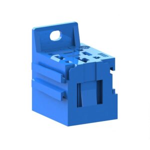 Power-Relais-Sockel mit Lasche und Erweiterungsaufnahme, 2x 9,5mm + 3x 6,3mm + 4x 2,8mm, blau (ähnlich RAL 5015)