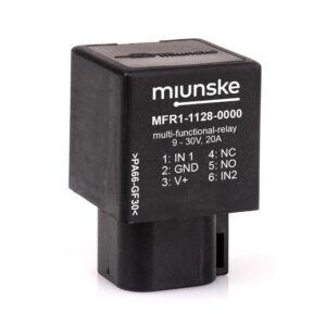 Multifunktionsrelais 20A, 9-30V, 2x Eingang, Wechslerrelais, High-Side DEUTSCH-Stecker DT06-6S..., IP68, parametrierbar durch Kunde