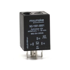 Zeitrelais 12V, NC 10A/NO 15A,  1...30min einstellbar, abfallverzögert, nicht potentialfrei, retriggerbar