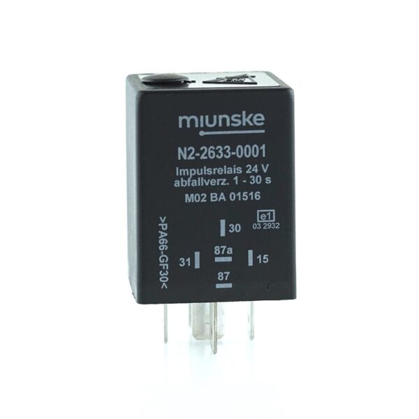 Switch-off delayed impulse relay 24V, 1...30sec adjustable, no dry contact, positive triggered