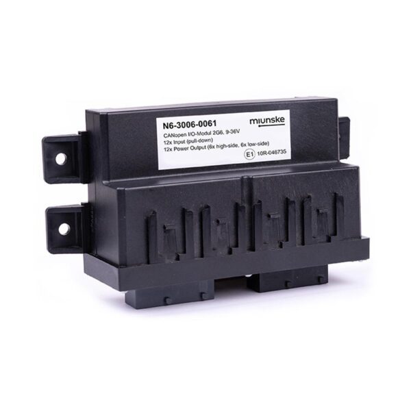 CANopen I/O-Module 2G6, 9-36V, 12 x Input (pull-down), 12 x Power Output (6 x high-side, 6 x low-side), plastic cover screwed