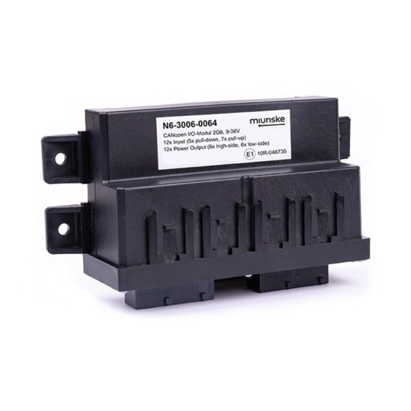 CANopen I/O-Module 2G6, 9-36V, 12 x Input (5 x pull-down, 7 x pull-up), 12 x Power Output (6 x high-side, 6 x low-side), with plastic cover screwed