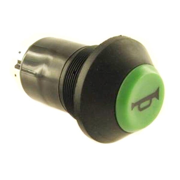 Drucktaster, 12V/20A, 24V/10A, Schaltknopf grün, Symbol "Hupe"