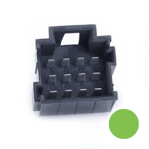 JPT-Male Connector, 12-pole (3x4), PFT, Coding A, green