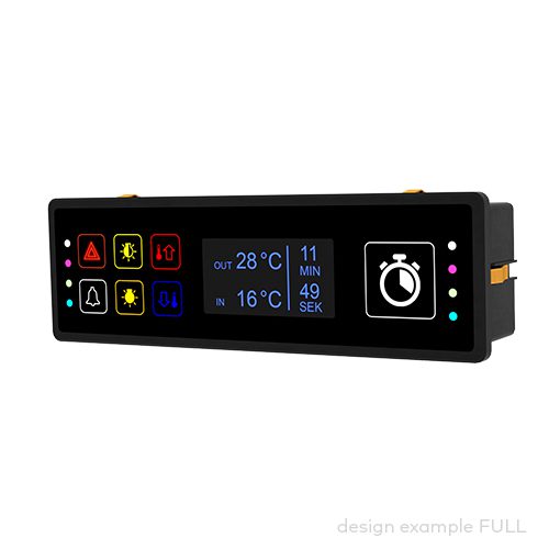 control panel pilot® 9.7 D, 7 push button/indicator panel, incl. XL-button, OLED Display 2.42'', DOT 128x64