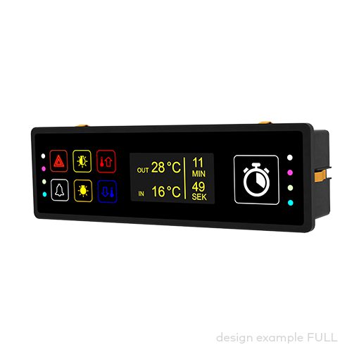 control panel pilot® 9.7 D, 7 push button/indicator panel, incl. XL-button, OLED Display 2.42'', DOT 128x64