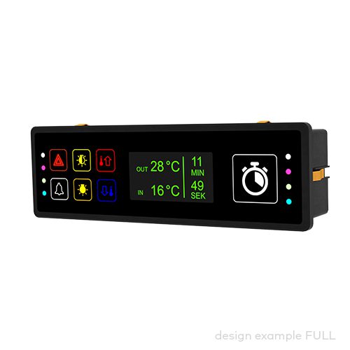 control panel pilot® 9.7 D, 7 push button/indicator panel, incl. XL-button, OLED Display 2.42'', DOT 128x64