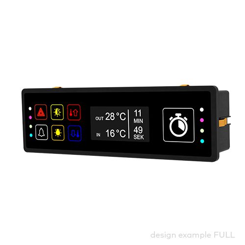 control panel pilot® 9.7 D, 7 push button/indicator panel, incl. XL-button, OLED Display 2.42'', DOT 128x64