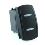 on-off Schalter, 24V/15A, Contura V, LED 1 rot hell, LED 2 rot hell, 2x schmale ovale Linse gelasert