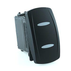 on-off Schalter, 24V/15A, Contura V, LED 1 rot hell, LED 2 rot hell, 2x schmale ovale Linse gelasert